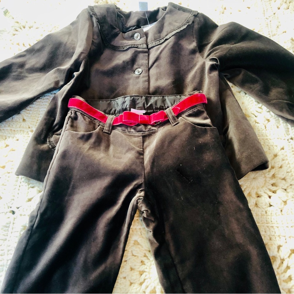 NWT Janie & Jack Brown Velvet 2-Piece Top Jacket and Pants 3T & 4T/5T Orig. $108